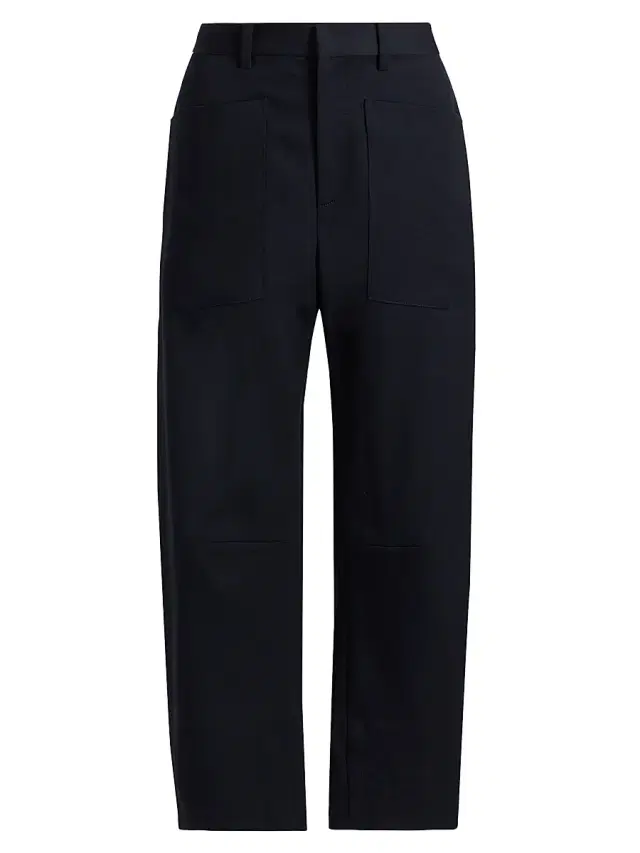 Nili Lotan Women's Shon Wool Barrel-Leg Pants - Midnight
