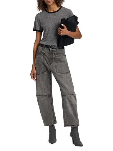 Nili Lotan Women's Shon Barrel-Leg Jeans - Ash Grey Wash - Size 30 | Thumbnail 2