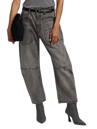Nili Lotan Women's Shon Barrel-Leg Jeans - Ash Grey Wash - Size 30 | Thumbnail 3