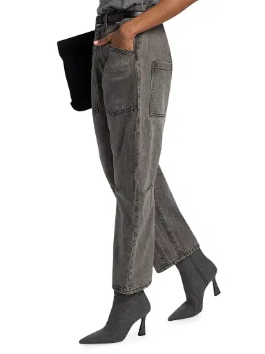 Nili Lotan Women's Shon Barrel-Leg Jeans - Ash Grey Wash - Size 30 | Thumbnail 4