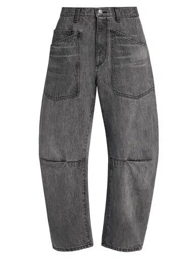 Nili Lotan Women's Shon Barrel-Leg Jeans - Ash Grey Wash - Size 30 | Thumbnail 1