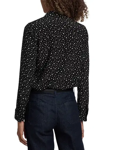 Nili Lotan Women's Gaia Printed Silk Button-Front Shirt - Black Ivory Star - Size XL | Thumbnail 5 Nili Lotan Women's Gaia Printed Silk Button-Front Shirt - Black Ivory Star - Size XL | Thumbnail 5
