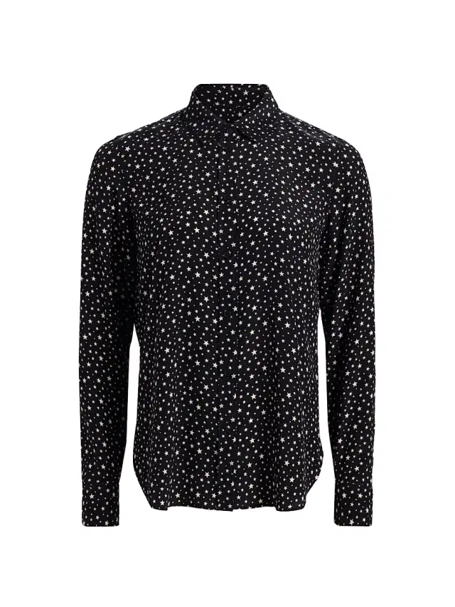Nili Lotan Women's Gaia Printed Silk Button-Front Shirt - Black  Star