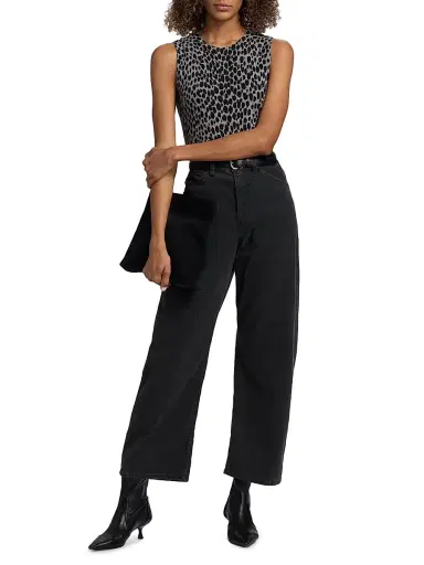 Nili Lotan Women's Nessa Cheetah Print Cashmere Tank - Pebble Grey Heather Black - Size XL | Thumbnail 2 Nili Lotan Women's Nessa Cheetah Print Cashmere Tank - Pebble Grey Heather Black - Size XL | Thumbnail 2