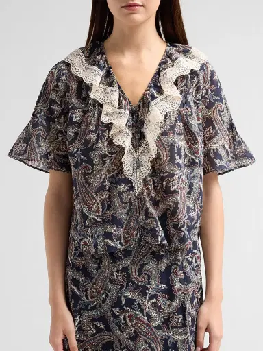 Veronica Beard Women's Pamelis Printed Cotton Top | Thumbnail 5 Veronica Beard Women's Pamelis Printed Cotton Top | Thumbnail 5