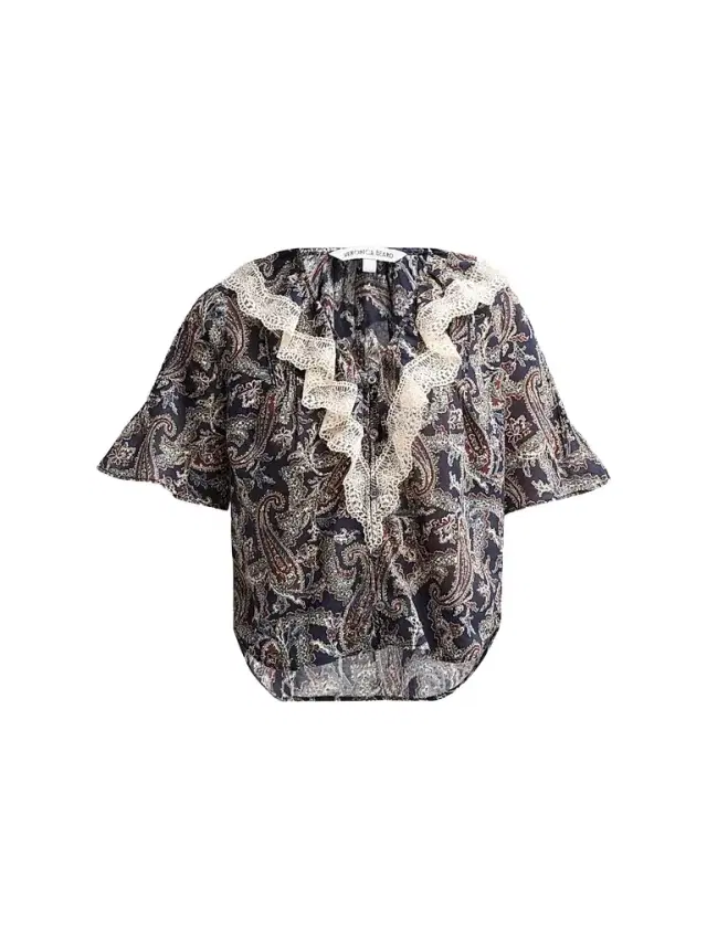 Veronica Beard Women's Pamelis Printed Cotton Top - Navy Multi