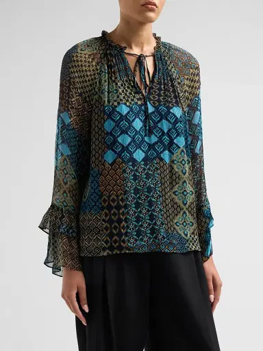 Ramy Brook Women's Anya Multi-Print Blouse - Navy Multi - Size XXL | Thumbnail 4 Ramy Brook Women's Anya Multi-Print Blouse - Navy Multi - Size XXL | Thumbnail 4