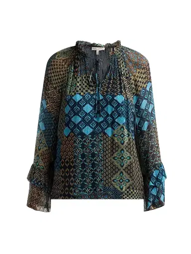 Ramy Brook Women's Anya Multi-Print Blouse - Navy Multi - Size XXL | Thumbnail 1 Ramy Brook Women's Anya Multi-Print Blouse - Navy Multi - Size XXL | Thumbnail 1