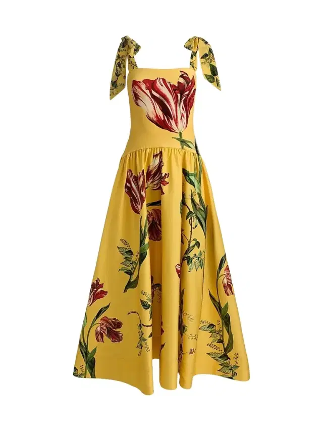 ALICE + OLIVIA Women's Oriana Floral Cotton-Blend Maxi Dress - Soft Tulip Tuscany