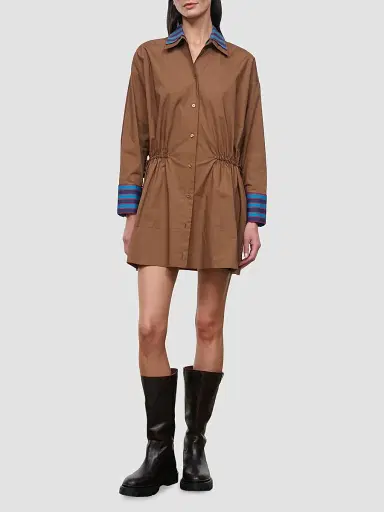 Staud Women's Uptown Mini Shirtdress - Cigar Potter Stripe - Size XL | Thumbnail 2