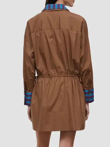 Staud Women's Uptown Mini Shirtdress - Cigar Potter Stripe - Size XL | Thumbnail 3