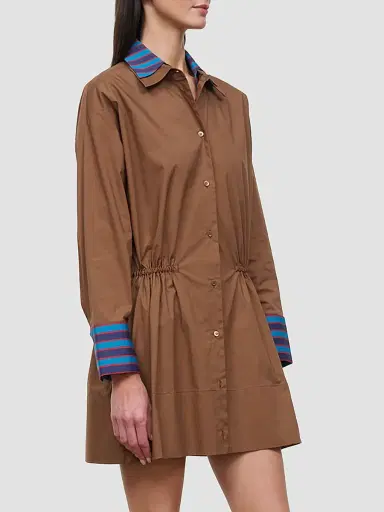Staud Women's Uptown Mini Shirtdress - Cigar Potter Stripe - Size XL | Thumbnail 5
