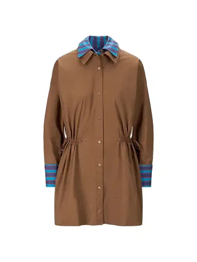Staud Women's Uptown Mini Shirtdress - Cigar Potter Stripe - Size XL | Thumbnail 1
