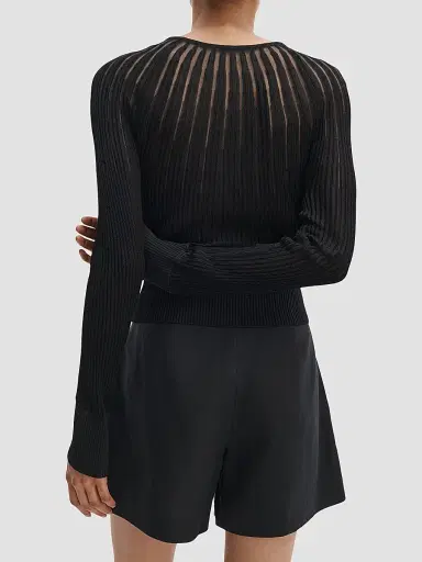 rag & bone Women's Aubrey Sheer Striped Cardigan - Black - Size XL | Thumbnail 3 rag & bone Women's Aubrey Sheer Striped Cardigan - Black - Size XL | Thumbnail 3