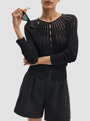 rag & bone Women's Aubrey Sheer Striped Cardigan - Black - Size XL | Thumbnail 4 rag & bone Women's Aubrey Sheer Striped Cardigan - Black - Size XL | Thumbnail 4