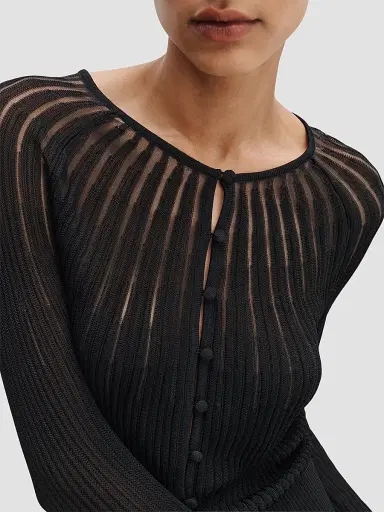 rag & bone Women's Aubrey Sheer Striped Cardigan - Black - Size XL | Thumbnail 5 rag & bone Women's Aubrey Sheer Striped Cardigan - Black - Size XL | Thumbnail 5