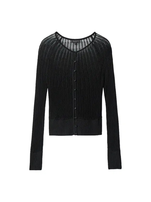 rag & bone Women's Aubrey Sheer Striped Cardigan - Black
