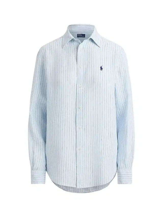 Polo Ralph Lauren Women's Striped Linen Sport Shirt - Light Blue White