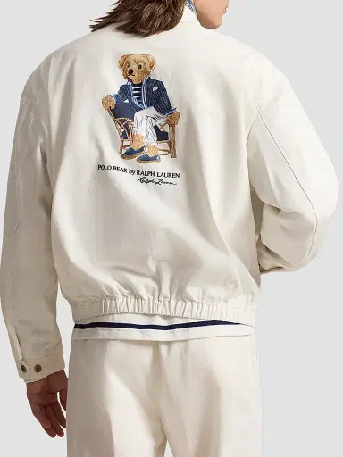 Polo Ralph Lauren Men's Polo Bear Twill Windbreaker Jacket - Paper White - Size XXL | Thumbnail 3