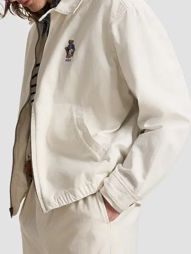 Polo Ralph Lauren Men's Polo Bear Twill Windbreaker Jacket - Paper White - Size XXL | Thumbnail 6