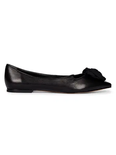 Roger Vivier Women's I Love Vivier Rose Leather Ballerina Flats - Nero | Thumbnail 1 Roger Vivier Women's I Love Vivier Rose Leather Ballerina Flats - Nero | Thumbnail 1