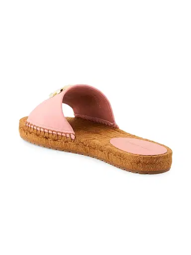 Dolce & Gabbana Women's Logo Leather Flat Espadrille Sandals - Pink - Size 8 | Thumbnail 4 Dolce & Gabbana Women's Logo Leather Flat Espadrille Sandals - Pink - Size 8 | Thumbnail 4