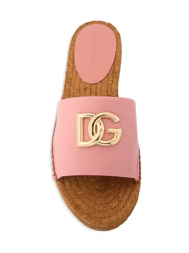 Dolce & Gabbana Women's Logo Leather Flat Espadrille Sandals - Pink - Size 8 | Thumbnail 5 Dolce & Gabbana Women's Logo Leather Flat Espadrille Sandals - Pink - Size 8 | Thumbnail 5