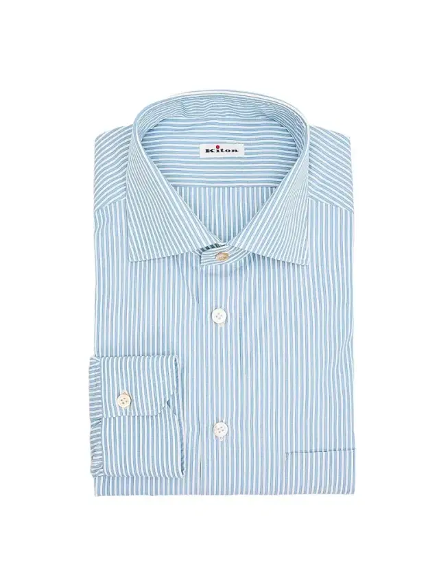 Kiton Men's Striped Cotton Shirt - Cornflower Blue