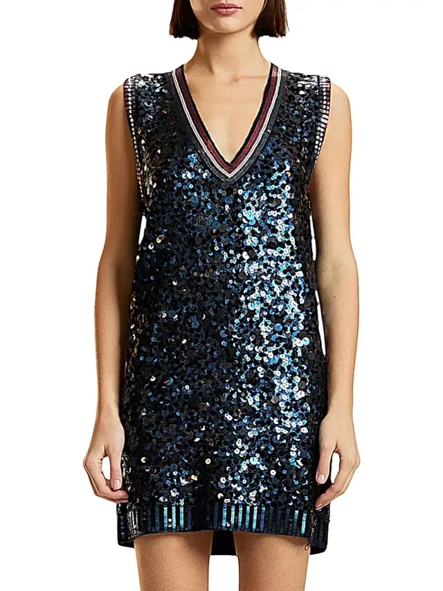 Cynthia Rowley Women's Blair Sequined Wool-Cashmere Minidress - Navy