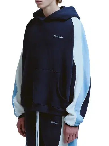 Nahmias Men's Ollie Colorblocked Cotton Hoodie - Worn Navy | Thumbnail 2