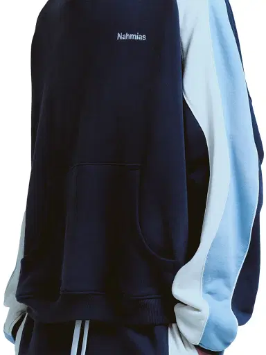 Nahmias Men's Ollie Colorblocked Cotton Hoodie - Worn Navy | Thumbnail 4