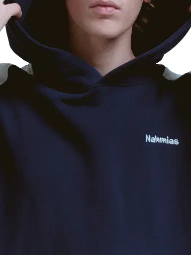 Nahmias Men's Ollie Colorblocked Cotton Hoodie - Worn Navy | Thumbnail 6