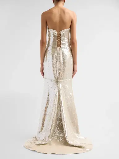 LaQuan Smith Women's Strapless Lace-Up Corset Gown - Silver - Size Large | Thumbnail 3 LaQuan Smith Women's Strapless Lace-Up Corset Gown - Silver - Size Large | Thumbnail 3
