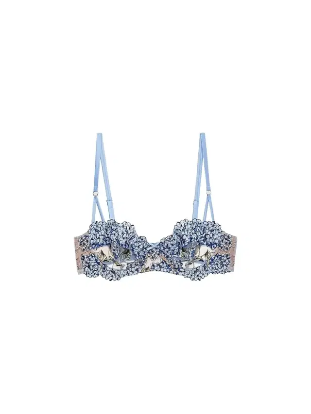 Fleur du Mal Women's Hydrangea Embroidery Balconette Bra - Petal Blue