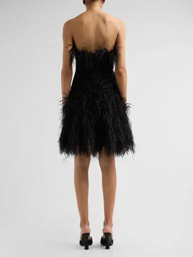 PAMELLA ROLAND Women's Embroidered-Tulle Strapless Cocktail Mini Dress - Black - Size 2 | Thumbnail 3