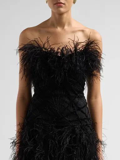 PAMELLA ROLAND Women's Embroidered-Tulle Strapless Cocktail Mini Dress - Black - Size 2 | Thumbnail 5