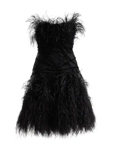 PAMELLA ROLAND Women's Embroidered-Tulle Strapless Cocktail Mini Dress - Black - Size 2 | Thumbnail 1