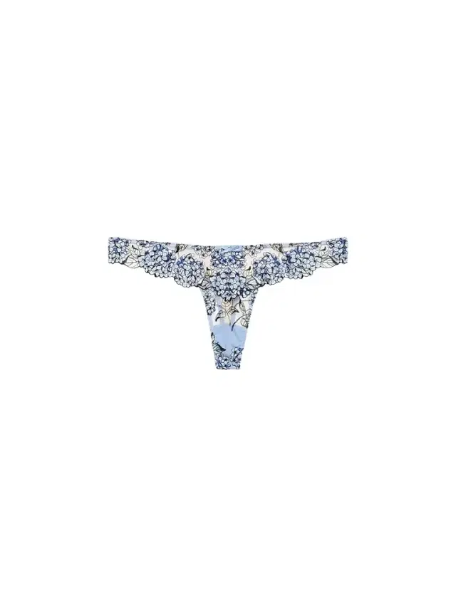 Fleur du Mal Women's Hydrangea Embroidery Thongs - Petal Blue
