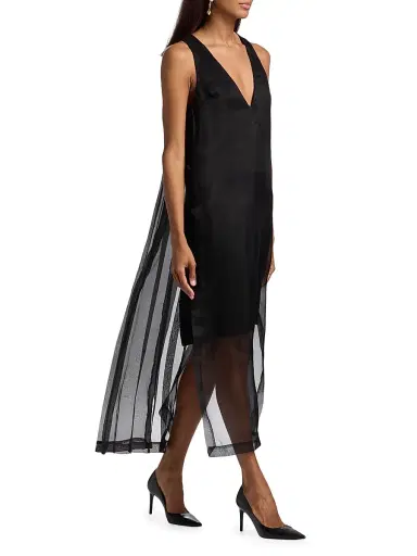 PRABAL GURUNG Women's Pleated-Back Sleeveless Midi Dress - Black - Size 2 | Thumbnail 2