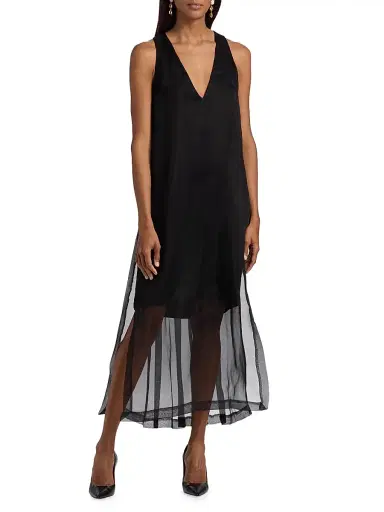 PRABAL GURUNG Women's Pleated-Back Sleeveless Midi Dress - Black - Size 2 | Thumbnail 3