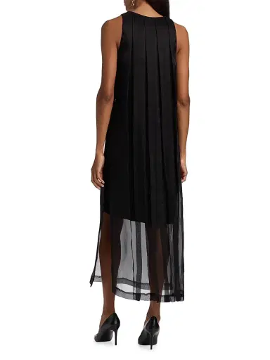 PRABAL GURUNG Women's Pleated-Back Sleeveless Midi Dress - Black - Size 2 | Thumbnail 5