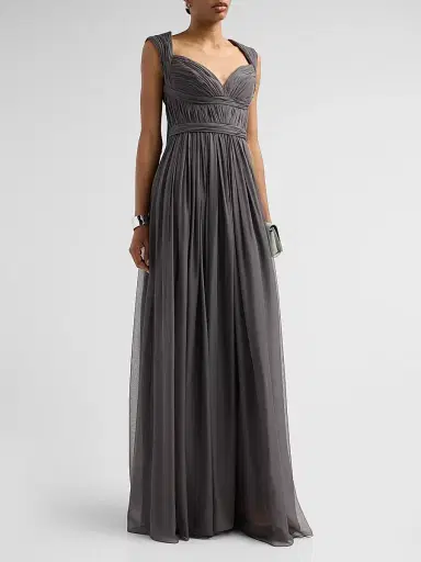 PAMELLA ROLAND Women's Ruched Silk Gown - Charcoal - Size 10 | Thumbnail 2 PAMELLA ROLAND Women's Ruched Silk Gown - Charcoal - Size 10 | Thumbnail 2