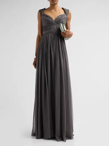 PAMELLA ROLAND Women's Ruched Silk Gown - Charcoal - Size 10 | Thumbnail 5 PAMELLA ROLAND Women's Ruched Silk Gown - Charcoal - Size 10 | Thumbnail 5