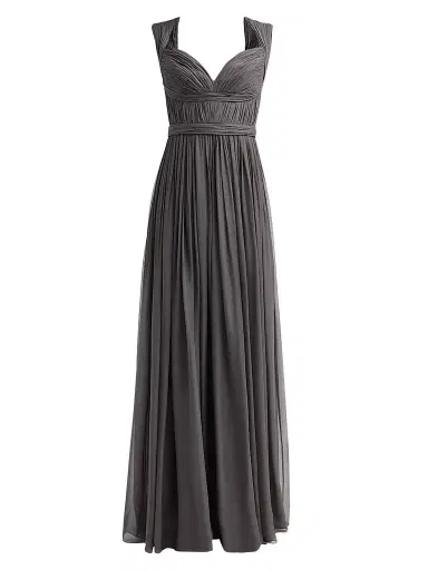 PAMELLA ROLAND Women's Ruched Silk Gown - Charcoal - Size 10 | Thumbnail 1 PAMELLA ROLAND Women's Ruched Silk Gown - Charcoal - Size 10 | Thumbnail 1