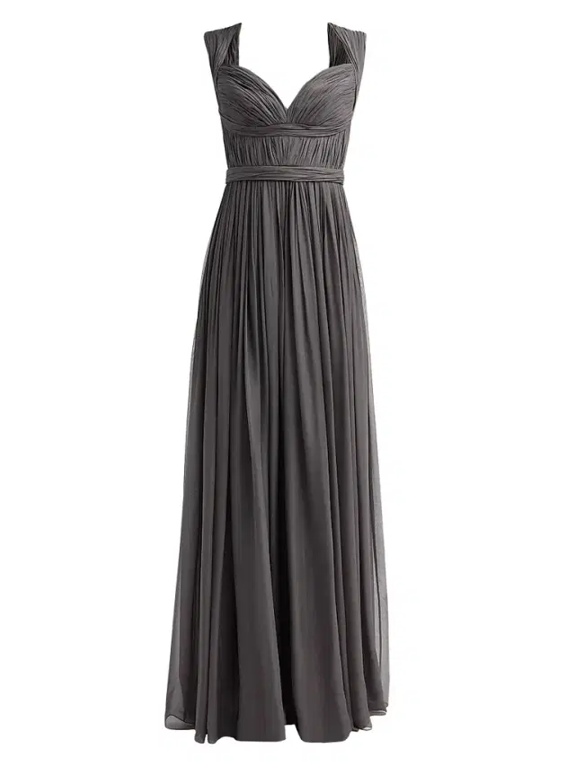 Pamella Roland Women's Ruched Silk Gown - Charcoal