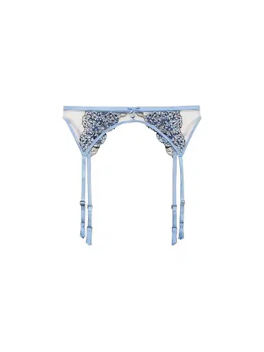 Fleur du Mal Women's Hydrangea Embroidery Garter Belt - Petal Blue - Size Large | Thumbnail 1 Fleur du Mal Women's Hydrangea Embroidery Garter Belt - Petal Blue - Size Large | Thumbnail 1