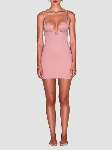 Fleur du Mal Women's Le Stretch Micro U-Plunge Mini Slip Dress | Thumbnail 2
