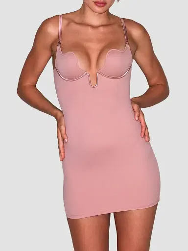 Fleur du Mal Women's Le Stretch Micro U-Plunge Mini Slip Dress | Thumbnail 4