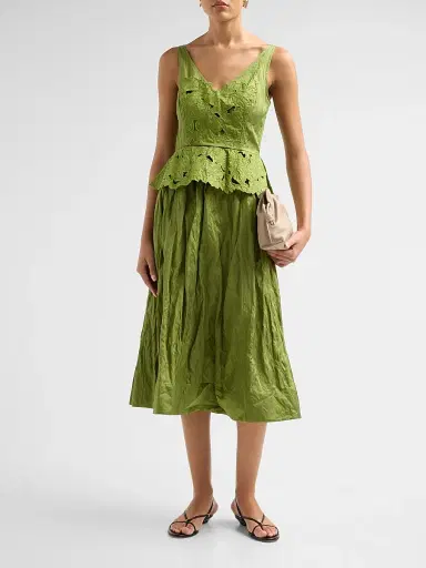 Jason Wu Collection Women's Floral Embroidered Peplum Midi Dress - Peashoot - Size 14 | Thumbnail 2