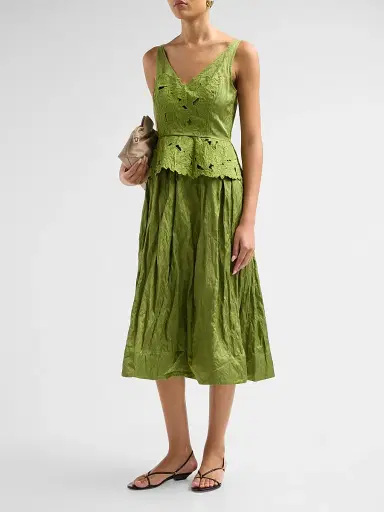 Jason Wu Collection Women's Floral Embroidered Peplum Midi Dress - Peashoot - Size 14 | Thumbnail 4